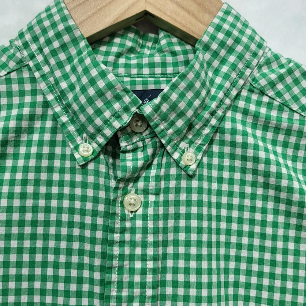 Ralph Lauren Kids Green Gingham Short Sleeve Button Down Shirt Size M 10-12